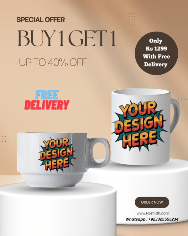 Buy one customize Mug get one Cup customize free
